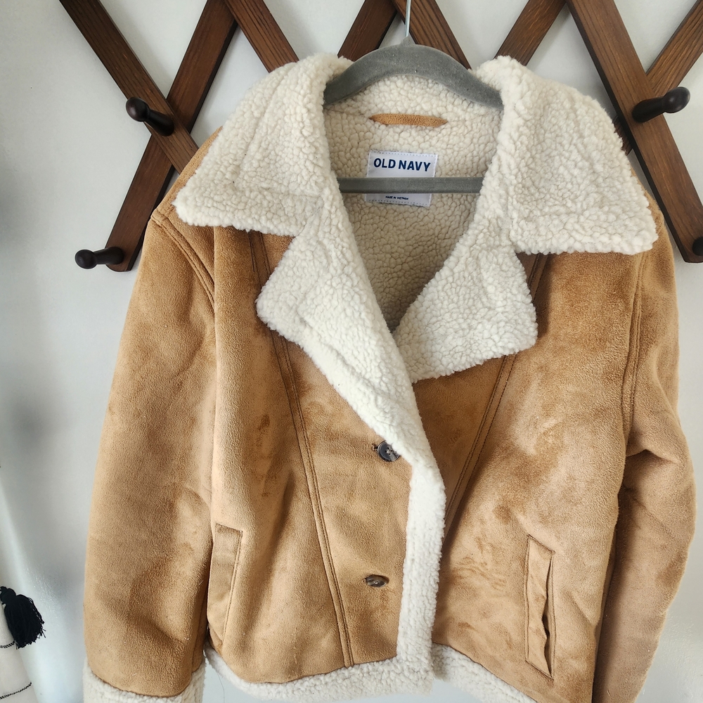 Old Navy Kids Cream and Tan Teddy Jacket
